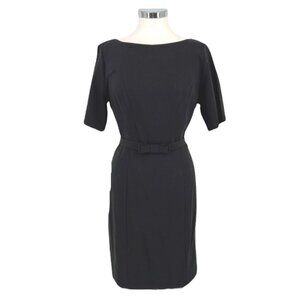 ModCloth Black Belted Sheath Dress Short Sleeve Size Large